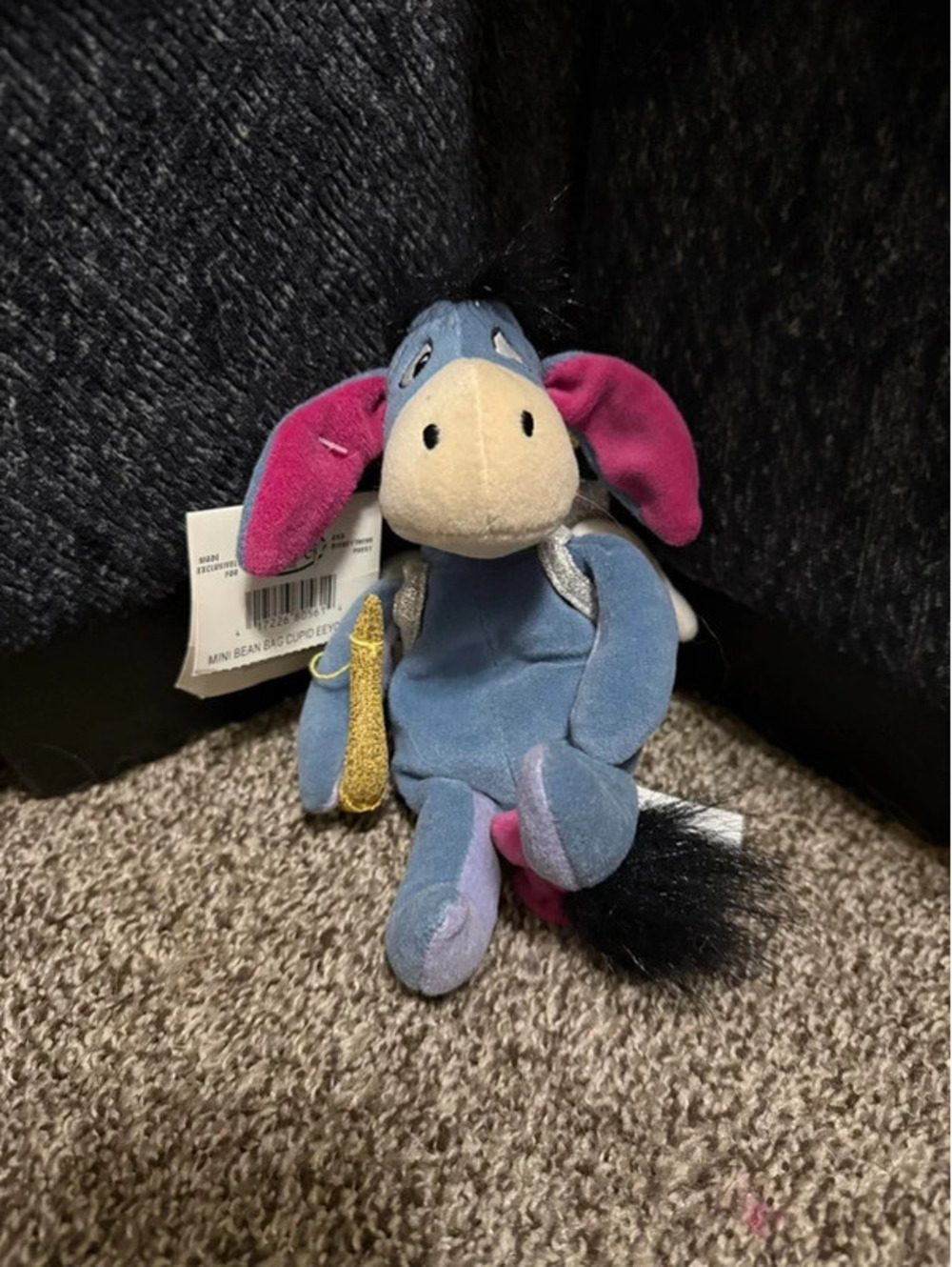 Vintage Disney Store Cupid Eeyore 9” Mini Bean Bag Plush Winnie the Pooh Tags
